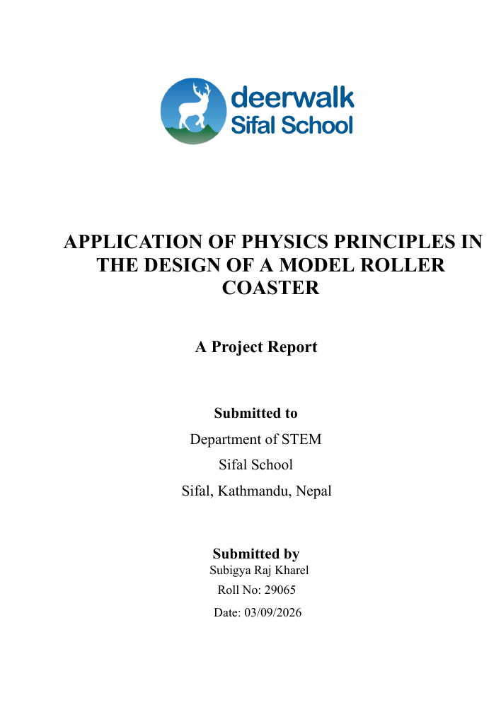 First page of Application of Physics Principles in the Design of a Model Roller Coaster